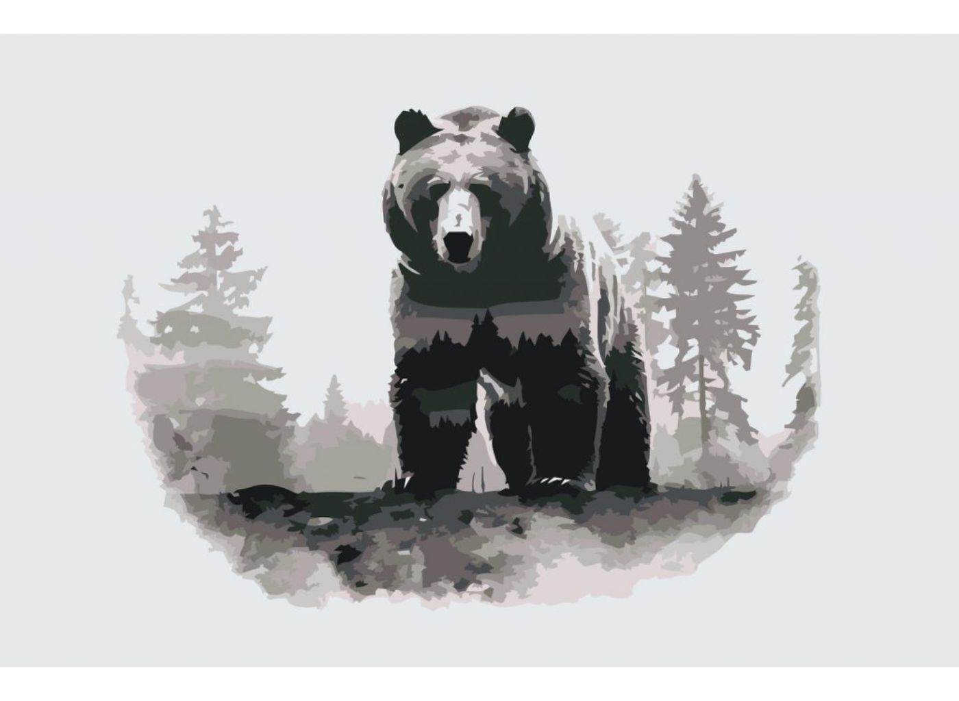 MALUJEŠ Malování podle čísel - MEDVĚD S PŘÍRODOU Rozměr: 40x60 cm, Rámování: vypnuté plátno na rám
